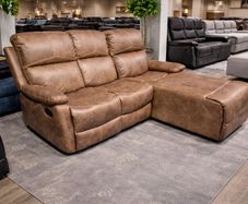 Athens Brown Fabric Recliner Corner Sofa with Chaise Easy Clean