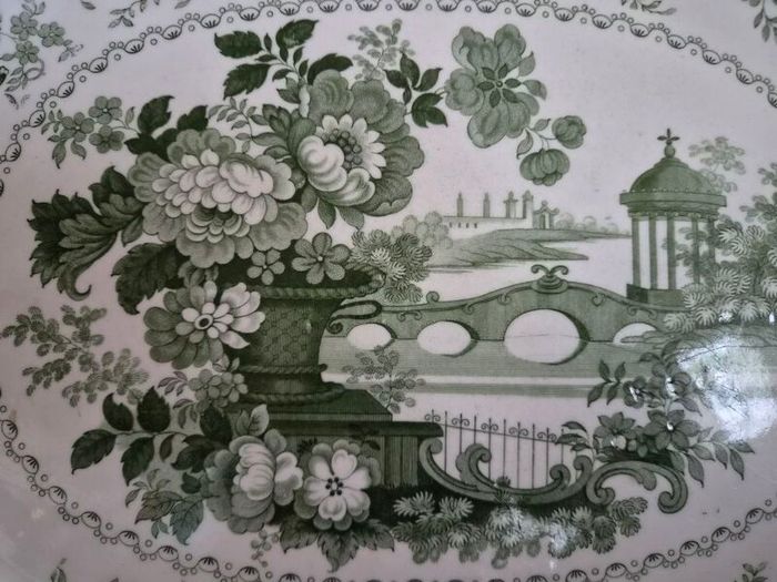 Graduating pair of antique Masons platters