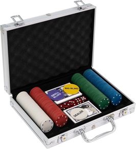 SALE Professional Texas Holdem Poker Set and Blackjack Set with Portable Carry Case | Casino Chips & Gambling Playing Cards Poker Dice Set for Adults Gaming Accessories (200pc Poker Set