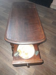 Beautiful Antique Table with Ashtray in Drawer, Measurements are in the photo's,