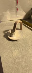 Cream Ceramic Chamberstick or Wee Willie Winkie Candle-Holder