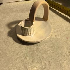 Cream Ceramic Chamberstick or Wee Willie Winkie Candle-Holder