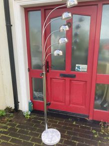 Danish retro 1970s 7 foot high lamp on marble base