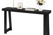 140 cm Console Table, Modern Desk Behind the Couch, Wooden Rectangle Entrance Desk, Narrow Long Sofa Table Accent Stand, Ideal for Hallway, Bedroom, Living Room, Foyer, Easy Assembly, Black