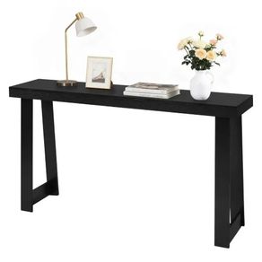140 cm Console Table, Modern Desk Behind the Couch, Wooden Rectangle Entrance Desk, Narrow Long Sofa Table Accent Stand, Ideal for Hallway, Bedroom, Living Room, Foyer, Easy Assembly, Black