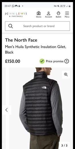 Mens gillet, blue, North Face, size US medium. Aisa L