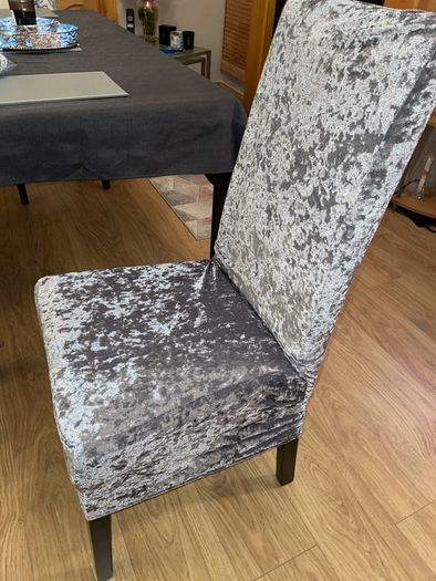 Grey chair cover crushed velvet 10 euro each or 6 for 50 euro