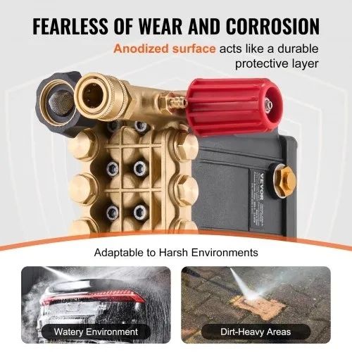 Pressure Washer Pump, 19mm(3/4") Shaft Horizontal Triplex Plunger, 227 bar(3300 PSI), 9.5 L/min(2.5GPM), Replacement Power Washer Pumps Kit with 5 Nozzles, Compatible with Simpson MorFlex 40224, 40225, 40226, Santoprene