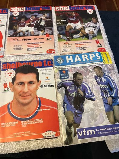 League of Ireland soccer programmes mostly Shelbourne any 5 for 10 euro