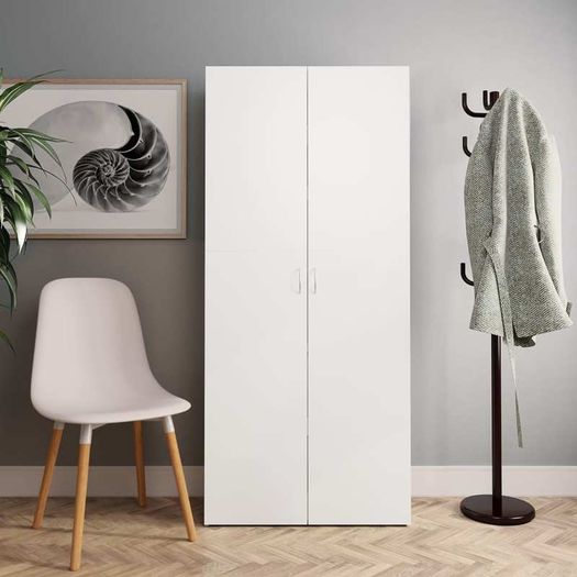Shoe Cabinet White and Sonoma Oak 80x35.5x180 cm Chipboard