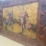 Vintage large leather painting of a medieval knights duel Image 3