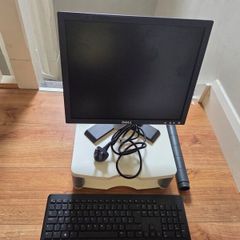 Dell  monitor with adjustable stand and wireless keyboard, working perfect