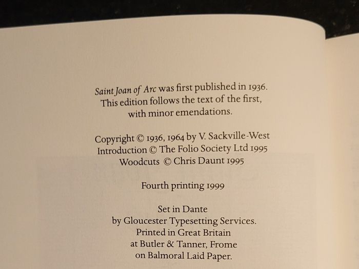 Folio Society: St Joan of Arc biography by Vita Sackville West