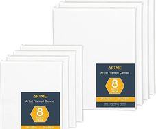 Pre-Stretched Canvas 8pcs - 24x30CM-4pk & 30x40CM-4pk -Assorted Artist Framed Canvas/ 280GSM/100% Cotton/Blank/Triple Primed/Acid Free/Medium Grain/ 1.7cm - Acrylic/Oil (FREE POSTAGE)