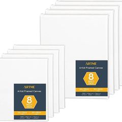 Pre-Stretched Canvas 8pcs - 24x30CM-4pk & 30x40CM-4pk -Assorted Artist Framed Canvas/ 280GSM/100% Cotton/Blank/Triple Primed/Acid Free/Medium Grain/ 1.7cm - Acrylic/Oil (FREE POSTAGE)