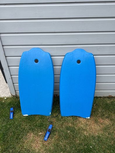 Pair of Blue Olaian Bodyboards with Leashes