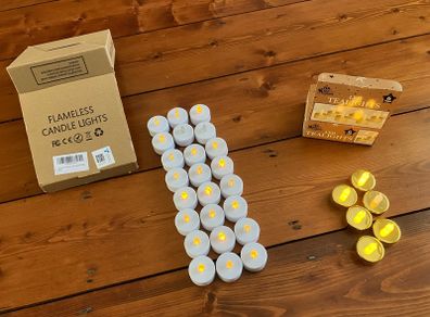LED Flameless Tealight Candles Bundle - 24 White + 6 Gold