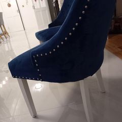 2 Blue Velvet Chairs