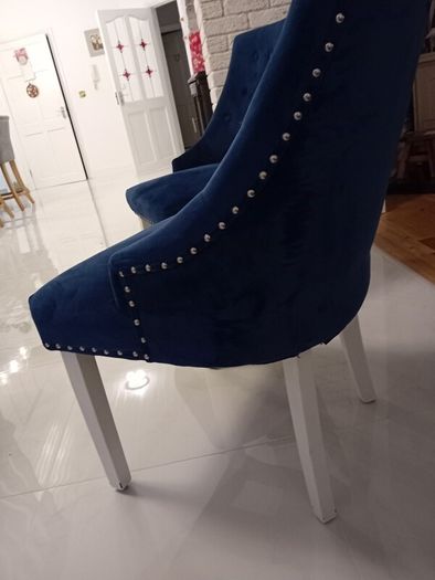 2 Blue Velvet Chairs