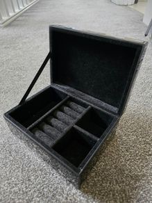Black Jewellery Box with Peacock Design and Ring Storage
