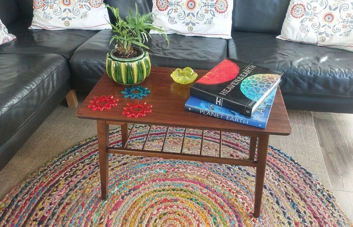 Fabulous Mid-Century Modern, 50s Style, Retro Compact-Sized Coffee Table with Slatted Magazine/Book Shelf