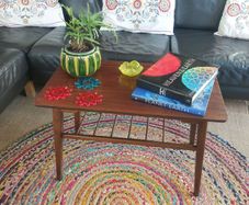 Fabulous Mid-Century Modern, 50s Style, Retro Compact-Sized Coffee Table with Slatted Magazine/Book Shelf