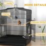 Large Metal Bird Cage with Perches, Food Bowls, Swing, for Budgies, Parakeets, Black Image 2