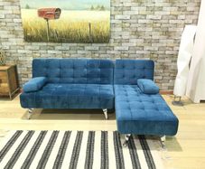 Blue Velvet Nordic Comfort Chaise Sofa,198cm