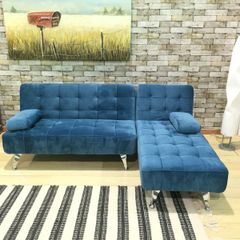 Blue Velvet Nordic Comfort Chaise Sofa,198cm