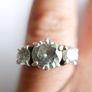 Vintage 925 Sterling Silver Three Stone Ring - size N - 5,2g Image 5
