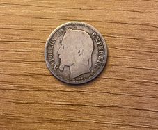 Silver Napoleon III One Franc coin