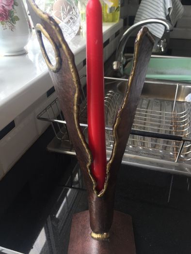 Heavy copper unique candle holder