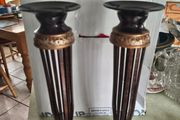 Vintage Pair of Elements Resin Pillar Candle HolderWITH COPPER FINSHE.