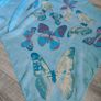 Blue butterfly print scarf, 30x153 cm Image 3