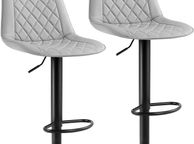 main image for ad _Set of 2 Bar Chairs, High Stools, Kitchen Seat, Adjustable Height, with Backrest and Padded Seat, Metal Footrest, PU Padded Surface, Load 120 kg, Gray