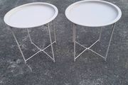 Pair of small metal folding tray tables