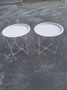 Pair of small metal folding tray tables