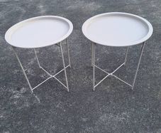 Pair of small metal folding tray tables