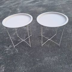 Pair of small metal folding tray tables