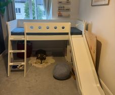 Flexa Mid-rise High Bed 120 Cm With Slide, Ladder And Safety Rail, 90x200 Cm, White