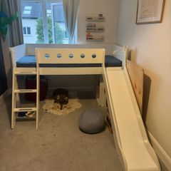 Flexa Mid-rise High Bed 120 Cm With Slide, Ladder And Safety Rail, 90x200 Cm, White