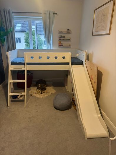 Flexa Mid-rise High Bed 120 Cm With Slide, Ladder And Safety Rail, 90x200 Cm, White