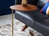 C Shaped Couch Side Table with Wooden Top