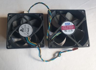 2 x 4 Pin PC Case Fans 80mm & 90mm