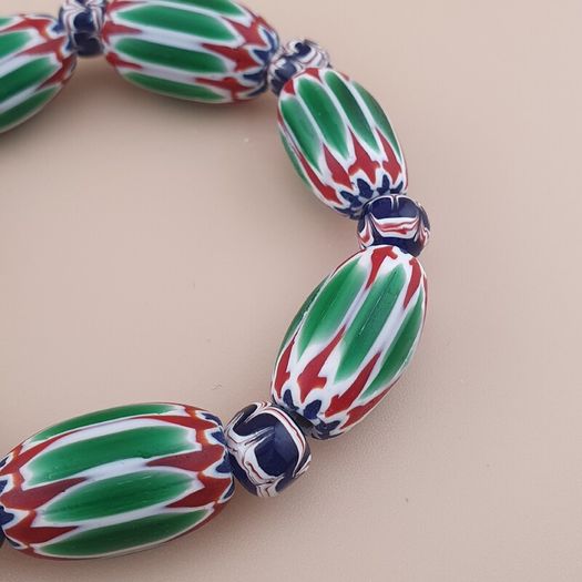 Vintage Venetian Style Chevron Beads Bracelet