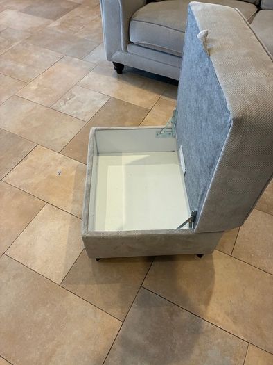 Two-seater sofa with matching storage footstool