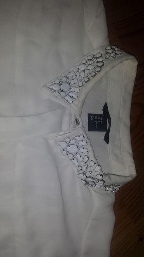 White Beaded Collar Shirt