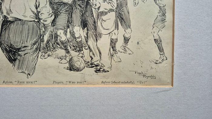 Framed Vintage Frank Reynolds Soccer Cartoon Print  Authentic Punch Magazine