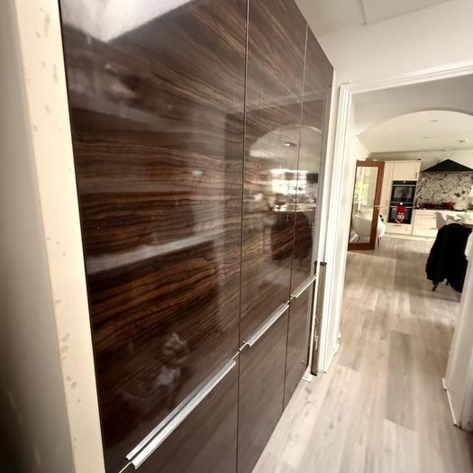 Luxury Dark Walnut High-Gloss Storage Cabinet