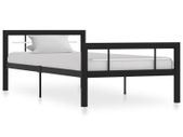 Bed Frame Black and White Metal 90x200 cm